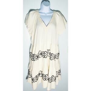 Old Navy Womens Cream l Black Short Summer Dress Size Large Bohemian Western